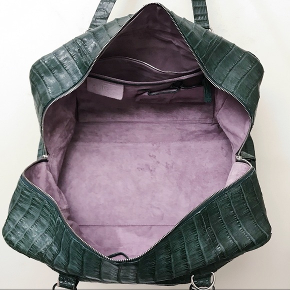 Nancy Gonzalez Green Crocodile Exotic Skin Shoulder Carryall Tote Duffle Bag - Picture 7 of 9